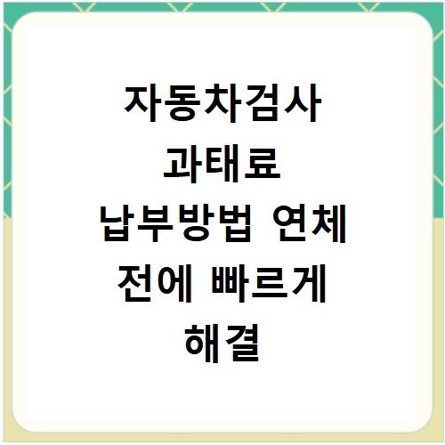 자동차검사 과태료 납부방법 연체 전에 빠르게 해결