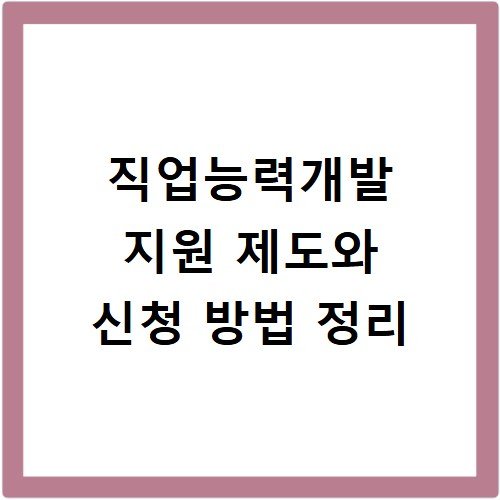 직업능력개발 지원 제도와 신청 방법 정리