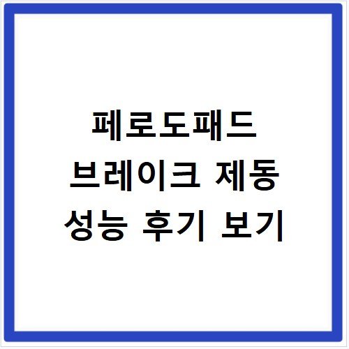 페로도패드 브레이크 제동 성능 후기 보기